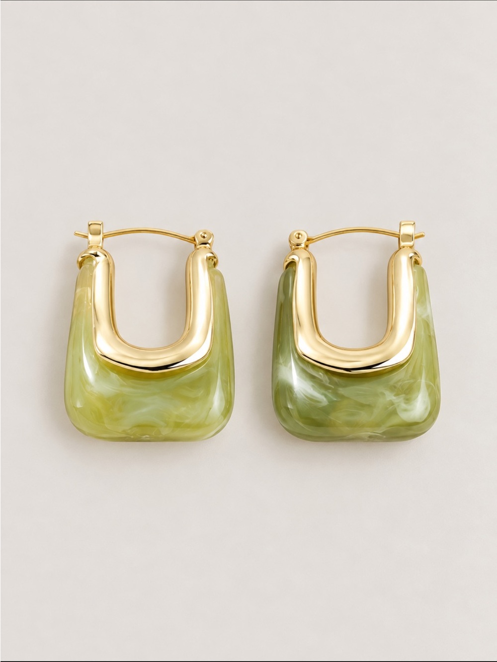 New! Olive Green Gold Hoop Earrings NWOT
